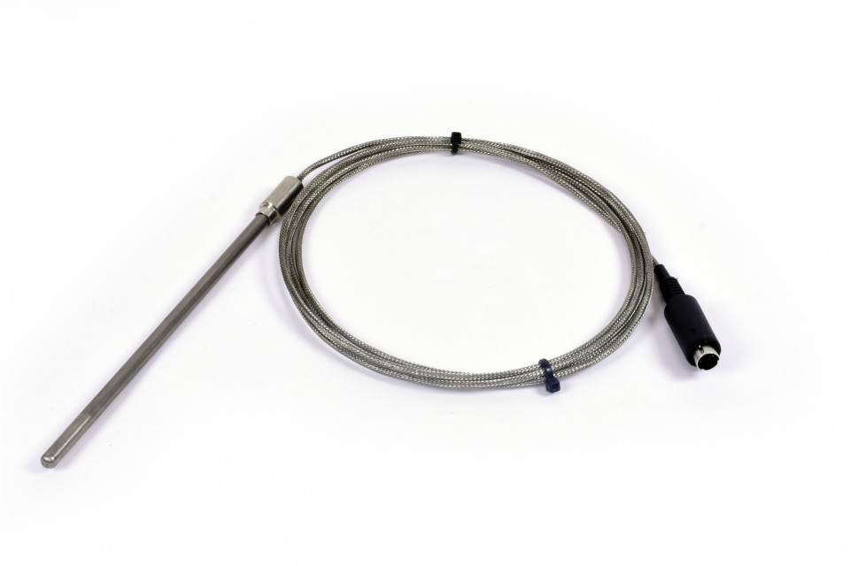 PT100 probe, high-temperature stainless steel braided cable, 2 m